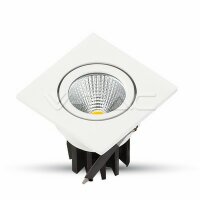 V-Tac 3W LED Deckeneinbauleuchte, quadratisch, weißes Gehäuse, warmweiß 3000K, VT-1104SQ