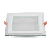 V-Tac 18W LED Panel, Glas, Einbauleuchte, quadratisch, kaltweiß, VT-1202G