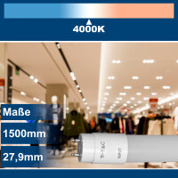 V-Tac LED Leuchtröhre mit Samsung Chip, 150cm, 15W, neutralweiß, 4000K, 160Lm/W, 2400Lm, extra hell, inkl. Starter, VT- 1615