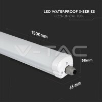 V-Tac LED Feuchtraumleuchte, Wannenleuchte, 150cm, 32W, IP65, kaltweiß 6400K, 5120lm, High Lumen, VT-1532