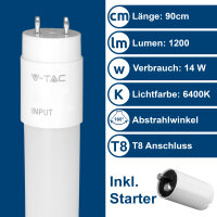 V-Tac LED Leuchtröhre 90cm, kaltweiß, 6500K, inkl. Starter, VT-9077